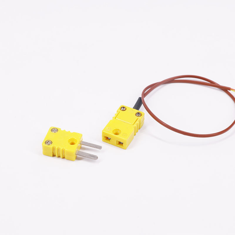 갈색 PTFE 피복 온도 측정 K형 센서와 직접 접촉하기 위한 열전대 플러그가 있는 2선 열전대 연장 케이블