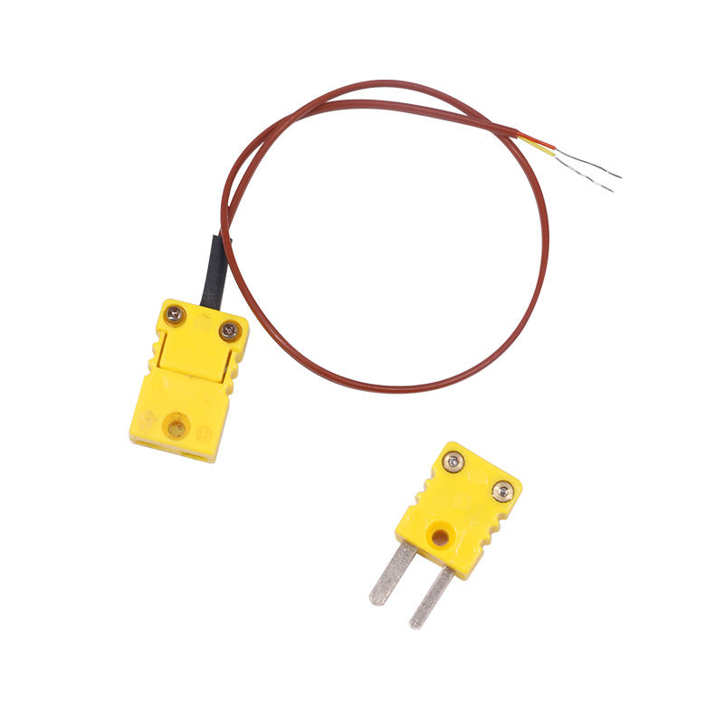 갈색 PTFE 피복 온도 측정 K형 센서와 직접 접촉하기 위한 열전대 플러그가 있는 2선 열전대 연장 케이블